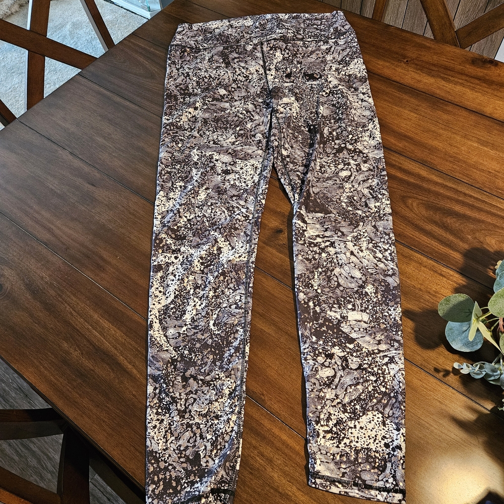 Fabletics Black And White Splatter Patterned Leggings